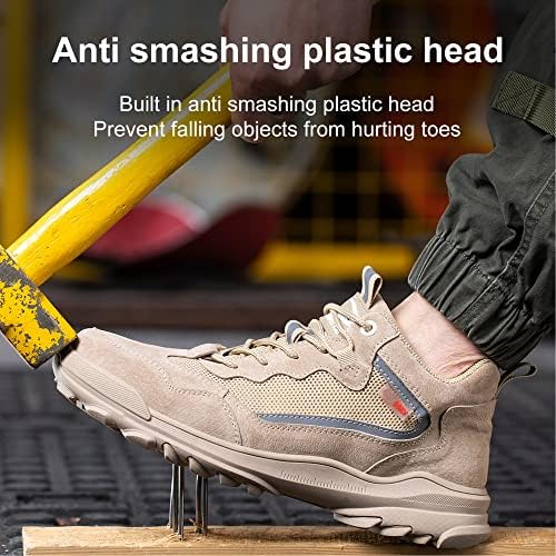 Sapatos de trabalho de segurança para homens trabalhos indestrutíveis tênis de tênis respiráveis ​​e de segurança leves Sapatos de