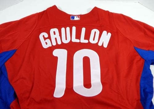 2011-13 Philadelphia Phillies Deivy Grullon 10 Game usou Red Jersey ST BP 46 01 - Jogo usado MLB Jerseys