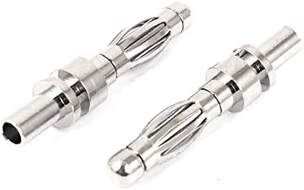 X-Dree 2pcs Silver Tone Metal 4mm Banana Macho de áudio Maleco de arame Conector sem soldado (2pcs Silver Tone Metal