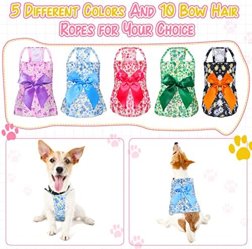 Vestido de cachorro de seda 5 PCs para cães vestidos de cachorro de cachorro com roupas de cachorro Bowknot, roupas