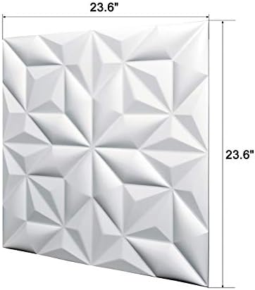 ART3D Tiles de couro 3D decoartive painéis de parede 3D, pirâmide branca 23,6 x 23,6