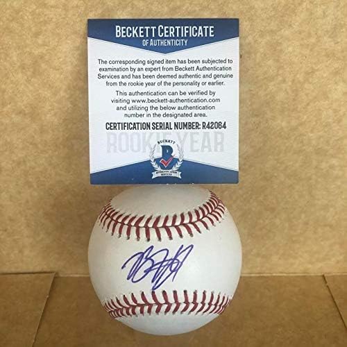 Brent Honeywell Tampa Bay Rays assinou autografado M.L. Baseball Beckett R42064