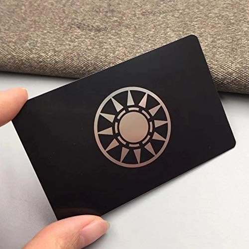 100pcs/lote, 0,5 mm de espessura, cartão de visita de metal gravado a laser preto fosco