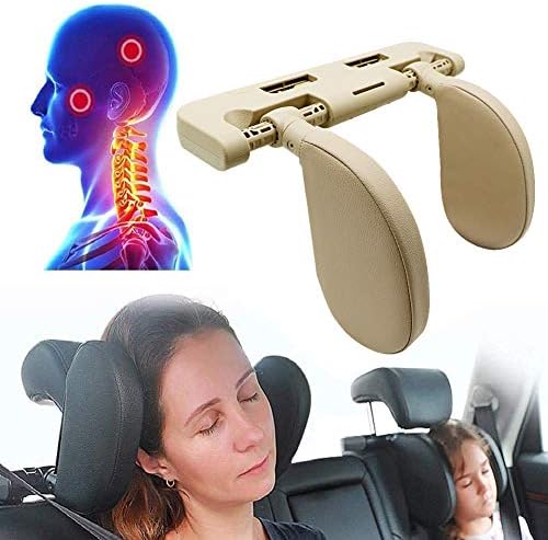 Malaxa Lianxiao - Ushas de apoio de cabeça em forma de U, travesseiro de suporte para alívio da dor no pescoço, ajustável para crianças e adultos suporta sua cabeça e pescoço enquanto dorme, couro, bege bege