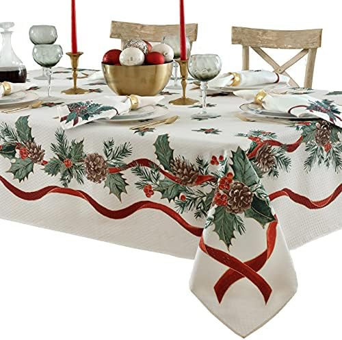 Lintex Evergreen Garland Double Ribbon Casa fronteira Talha de mesa de Natal, holly e pinheiro países de Natal Holida de férias Easy