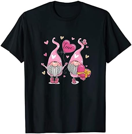 Camisetas do Dia dos Namorados para mulheres 2022 Dois gnomos fofos CEARS PREPHAS TOPS MAN BULHA MENINOS PLUSTIMAIS CAMANHAS