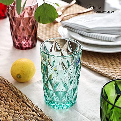 Ushy Housewares | Conjunto de bebidas de vidro colorido | Copos de bebida vintage | 9 onças de óculos de água | Conjunto de 6 |