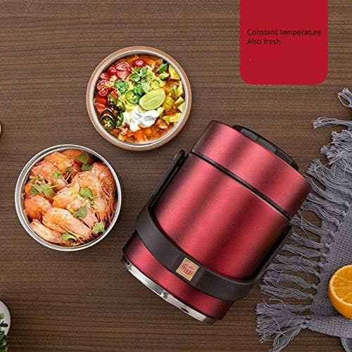 Lancheira portátil a vácuo aço inoxidável BENTO Box Box Jar Alimentos Recipiente de armazenamento de alimentos 1.5L/2.0L Capacidade para acampamento escolar de escritório, vermelho, 2.0L