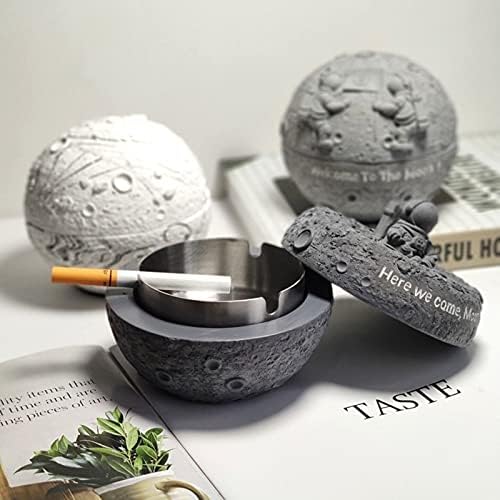 Ljfli cinzeiro para cigarro com tampa de cimento de concreto de tampa nórdica inseto de lua design original sala de estar astronauta cinzeiro