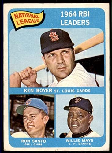 Ken Boyer/Ron Santo/Willie Mays Card 1965 Topps RBI Líder #6