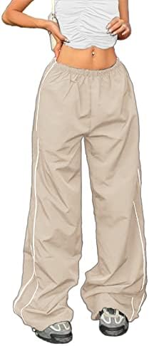 Calças de carga de cintura baixa feminina Casual cor sólida harajuku vintage y2k Low Rise Baggy Jogger relaxado calças de