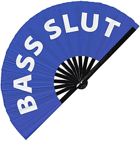 Bass Slut Hand Fan Dobrável Circuito de Bambu Fã da mão Fen engraçado GAG SANG PALAVRAS DATURSAÇÕES DECLOMENTE PRESENTE ACESSÓRIOS DE FESTIVAL RAVE HANHELD CIRCUITO EVENTO DE EVENTO CLACK FAIR