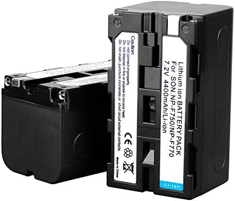 GVM 2 pacote NP-F750/770 Bateria e carregador 4400mAh para Sony NP-F975, NP-F960, NP-F950, NP-F930, NP-F770, NP-F750, NP-F550,