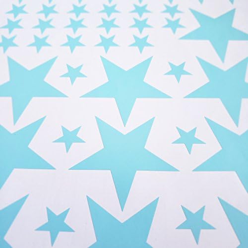 Estrelas azuis cinzas e claras decoração de decalque de vinil berçário. Adesivos de estrela adesiva para crianças. Baby Nordic Stars Decoração do quarto.
