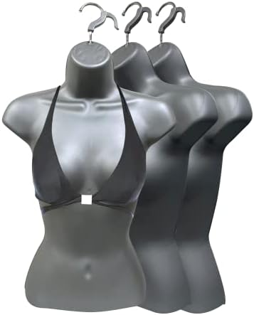 DisplayTown 3 Pacote de fêmea cinza Feminina injeção de fêmea formulário de vestido de torso da cintura meio arredondado