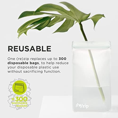 Rezip Kit de bolsa reutilizável de 10 peças | BPA sem grau alimentar, à prova de vazamentos, freezer e lavadora de