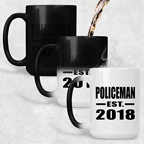 Projeta o policial estabelecido est. 2018, 15 onças de coragem de cor de cor de caneca sensível ao calor Magic Cuple