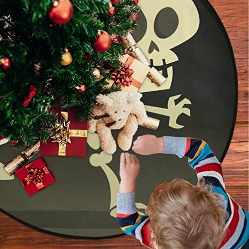 Visesunny Christmas Tree Mat Skull com abóbora Lâmpada de abóbora Protetor de piso Protetor absorvente Tree stand bandeja tape