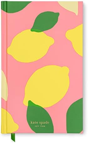 Kate Spade New York Pink Journal Notebook, 8,25 x 5,25 Jornal de capa dura com 200 páginas ladeadas, sorteio de limão