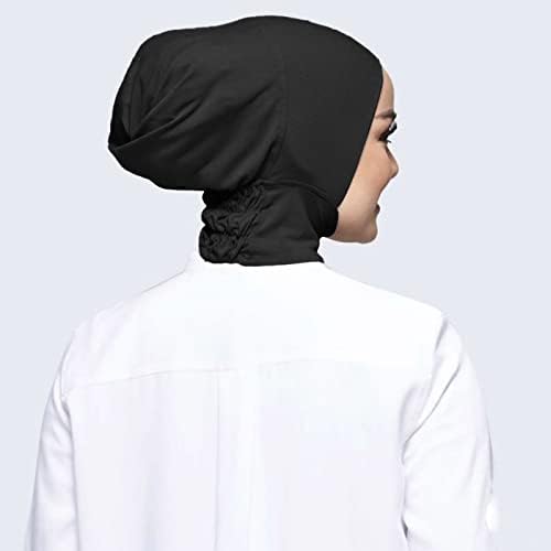 Mulheres Casual Casual Cor Sólida Cap High Stretch Momens Muslim Bib Hijab Silk Capuz para Sleeping Turban Head