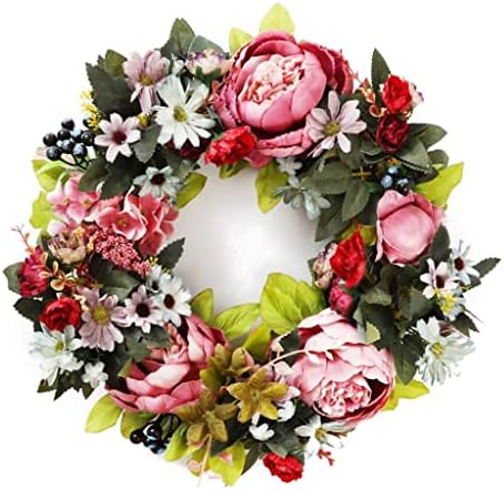 Jahh Garland artificial Simulação de seda Flores Garlandes Dia dos namorados PEONY Round Wreath para decoração de decoração