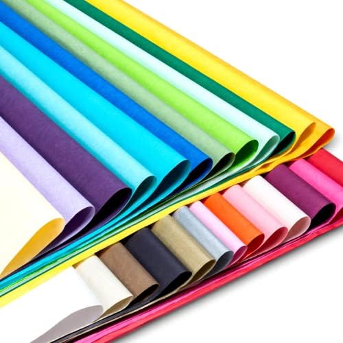 120 papel de seda colorido para sacos de presente - papel de seda colorido a granel para embalagem de presentes, papel de seda para artes e artesanato de 20 x 26 folhas, 25 cores variadas de papel para embalagens