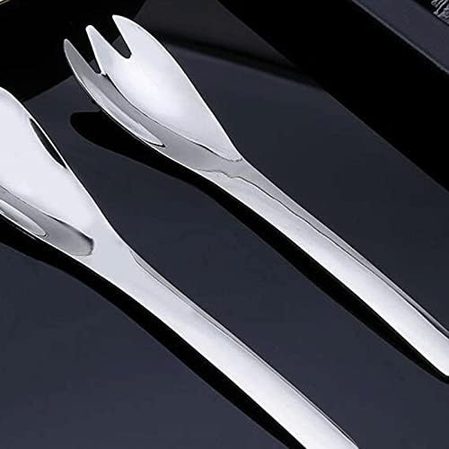 Fuuie Forks 2 PCs talheres de aço inoxidável, garfos de dupla finalidade para frutas, saladas, sobremesas e bolos