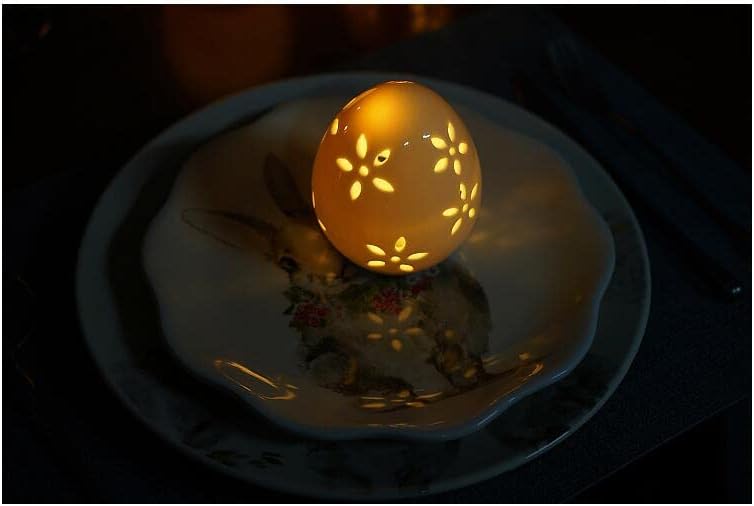 Qiaoidea páscoa ovo estatueta ovo rosa lâmpada luminária de luzes para festas festas, buraco de flores hollow hollow home dream decoração de casa mesa central mantels coelho de coelho de coelho de coelho