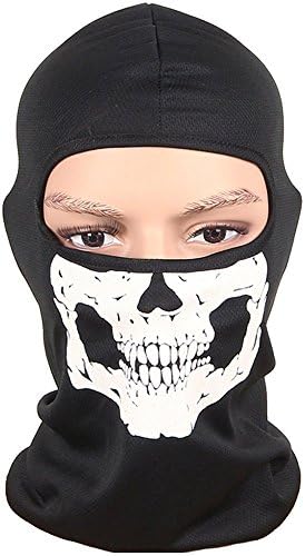 Aikuer Black Balaclava Ghosts Skull Máscara facial completa, máscara de esqui à prova de vento máscara de motocicleta balaclava