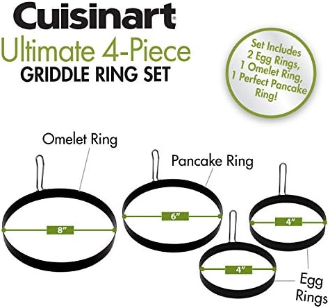 Cuisinart CGR-400, Tamanho: 4 polegadas, 6 polegadas e 8 polegadas, Ultimate Griddle Ring Set, 4 peças
