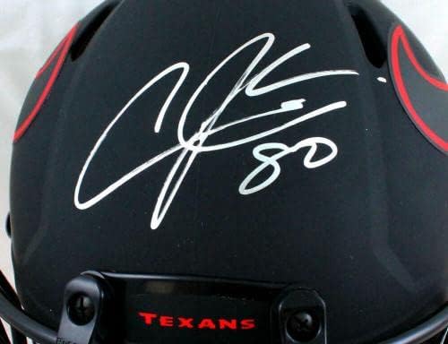 Andre Johnson autografou os texanos f/s Eclipse Speed ​​Helmet -Jsaw *Silver - Capacetes NFL autografados