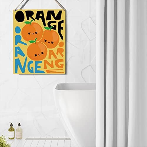 Decoração de placa laranja colorida e engraçada placa de madeira laranja placa parede de fruta Poster de fruta Decoração moderna de cozinha de cozinha 8 ”x10”