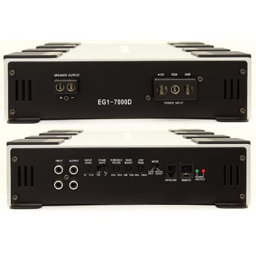Pacote de pacotes - Power Acoustik EG1-7000D Amplificador de monobloco + kit de amplificador AMK44