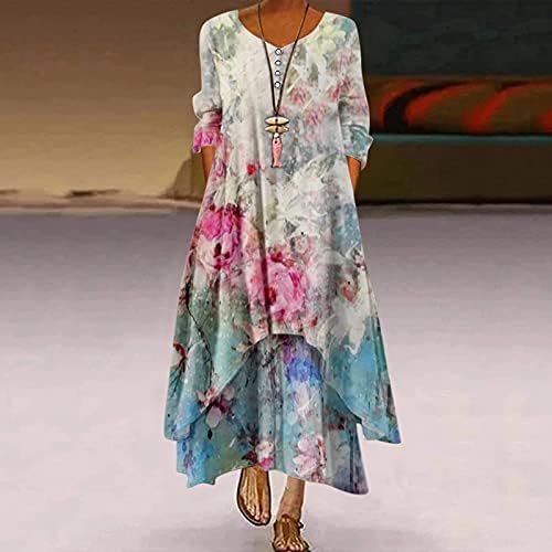Vestido feminino de tamanho grande estampa floral bohemian maxi long vestidos de verão praia solta maxi vestido longo maxi