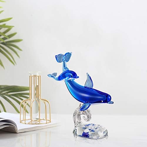 Besportble golfinho estatueta de cristal de cristal estátua de animal escultura de animais oceano vida marítima vitalícia de mesa de mesa costeira de mesa