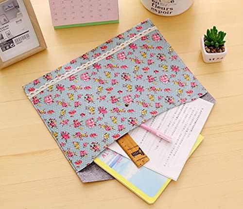 Pastas de arquivos envelope de arquivo floral portátil, pasta de bolsa de documentos de tecido com botão Snap (4 cores diferentes）