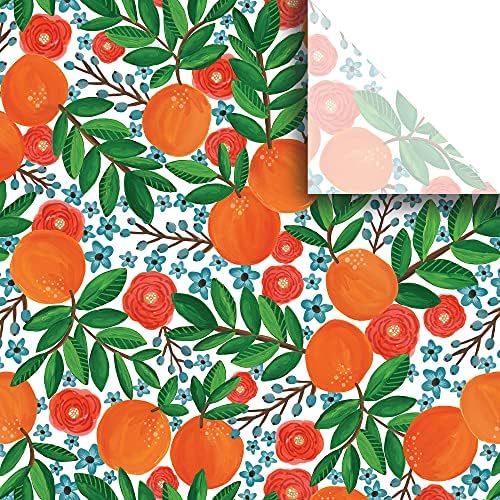 Jillson & Roberts Impresso Floral Gift Paper 20 x 30, Mandarin Grove