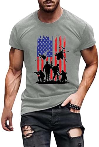 XXBR 4 de julho Soldier Short Sleeve T-shirts para homens, bandeira dos EUA Prind Print Patriótico Crewneck Muscle Athletic Tee