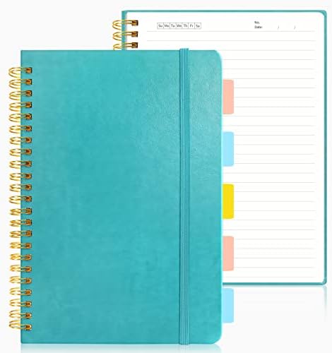SUNEE LINDO SPIRAL Journal/Notebooks - Revistas para o trabalho, Caderno em espiral turquesa média com bolso, papel de 100gsm de espessura, 80 folhas/160 páginas, 5,83 x 8,5