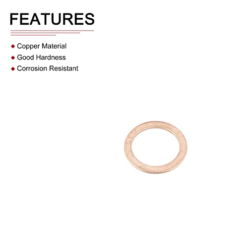 DTGN 16mx22mmx1mm arruelas de vedação de cobre plano - 20pack - bom para parafusos de máquinas industriais M16 - Junta de anel plano de cobre