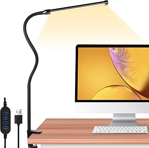 Lâmpada de mesa LED de semlos 2pcs, lâmpadas de mesa com grampo para escritório em casa, ganso flexível, 80leds olho de olho