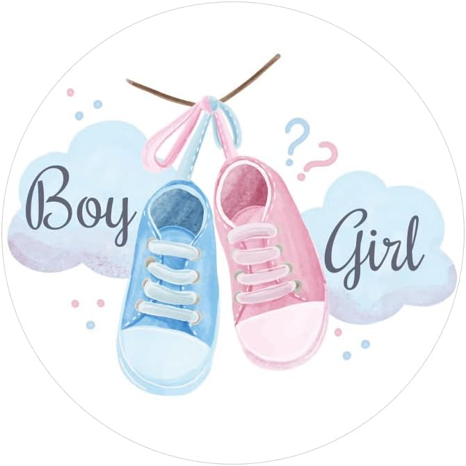 LaeAcco 6x6ft Gênero Revelar a capa redonda do cenário para fotografia menino ou menina Blue Pink Shoes cenário Círculo para o chá de bebê Gênero de bebê Revelar