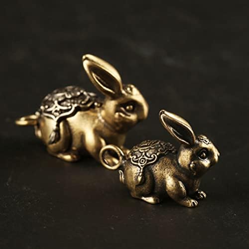 GANAZONO 4PCS BRASS RABBIT Fture Small Bunny estátua Ornament House Animal Figurines for Key Chain Craft Diy Pingents