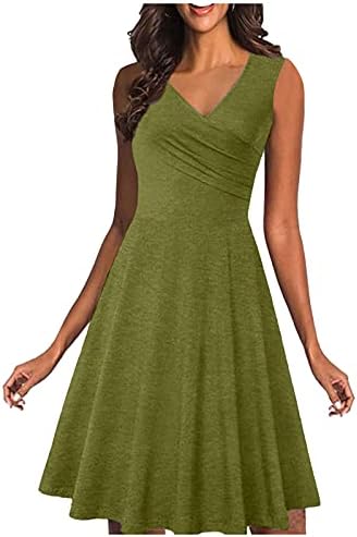 Vestidos de verão FARTARN para mulheres, decote em V Moda sem mangas Moda feminina de verão elegante, elegante vestido