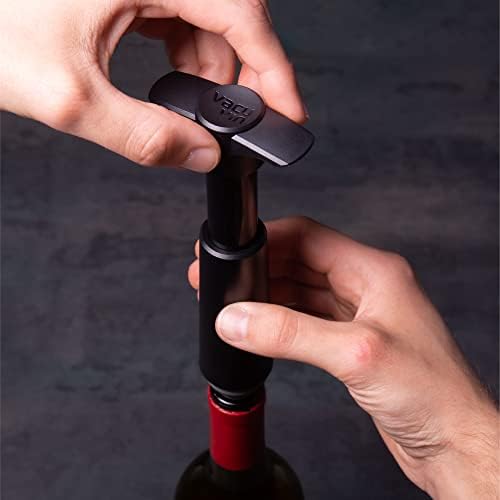 Vacu Vin Wine Saver Pump Red com rolha de vinho a vácuo - mantenha seu vinho fresco por até 10 dias - 1 bomba 8 paradas - reutilizáveis