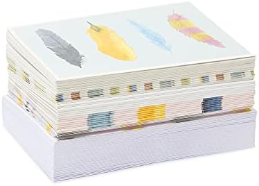Blank Bird Sauding Cartões Estacionários com envelopes, penas em aquarela