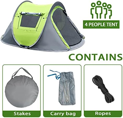 Tenda de acampamento YQY+YQY para 2/3/4 de pessoa, fáceis de transportar a barraca da família com 2 janelas e 1