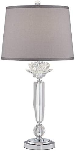Viena espectro completo Olivia Lúrimentos de mesa de luxo moderno 28.25 Alto clara requintada flor de cristal cinza tambor tambor para sala de estar na sala de estar de cabeceira de cabeceira