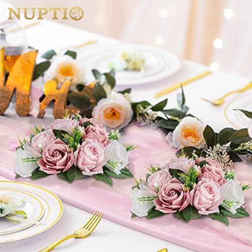 Bolas de flores nuptrio para peças centrais de casamento - 10 PCs de 9,5 polegadas diâmetro Fake Flower Ball Arrangement Bouquet Party