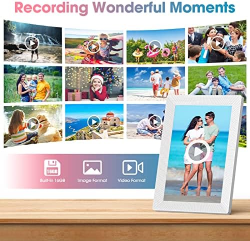 Quadro de imagem digital, 10 polegadas WiFi Digital Picture Frame Compartilhe fotos e vídeos de qualquer lugar, exibição de tela de toque- Presente para amigos e familiares